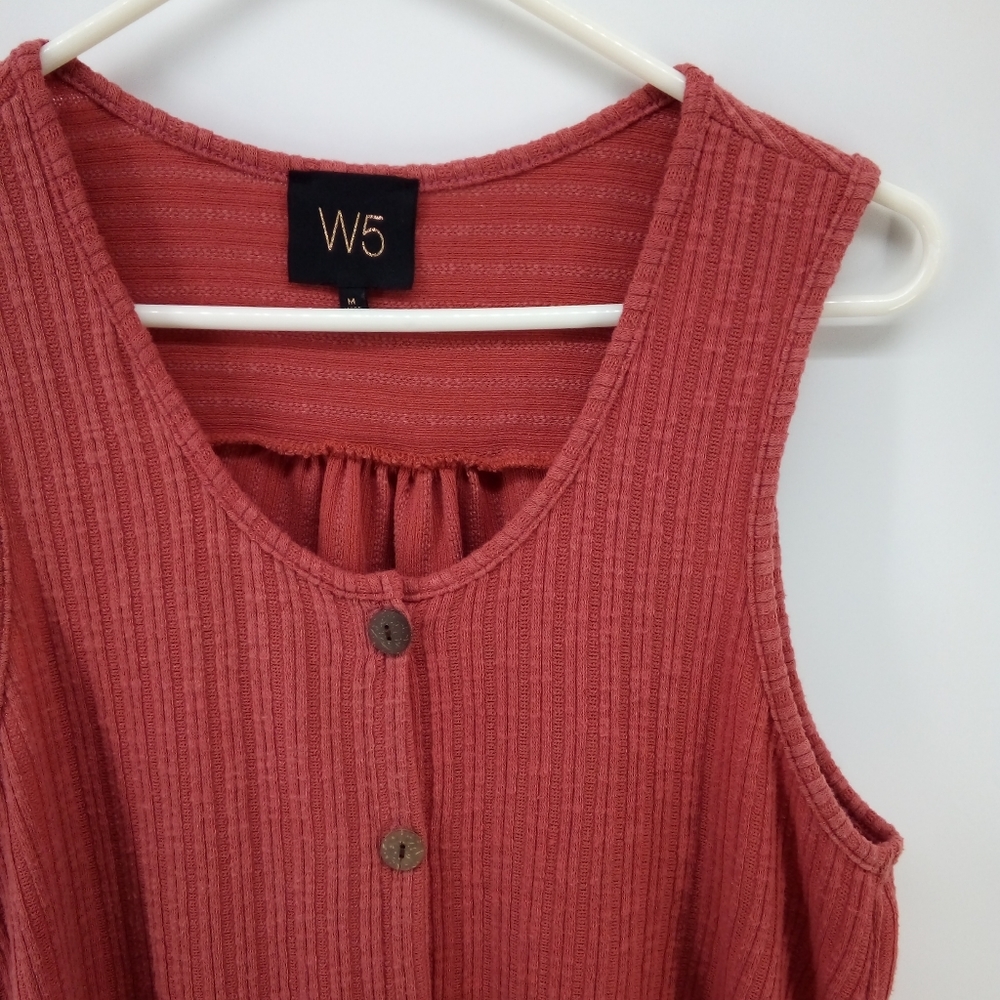 W5 Rust Ribbed Knit Sleeveless Shirt M Fall Spring Summer Spandex Blend